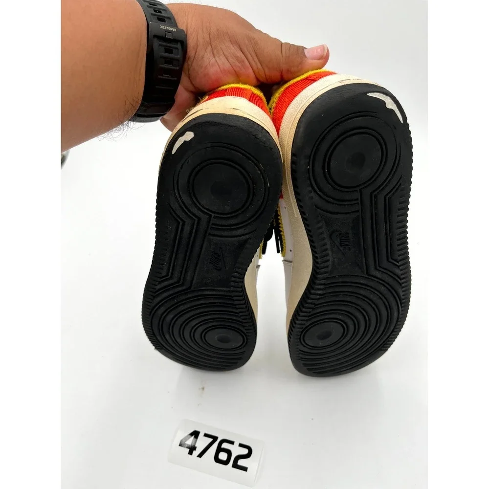 Nike Air Force 1 Low LV8 DD9530-100 Sneakers Kids‎ 6.5Y White Orange Leather
